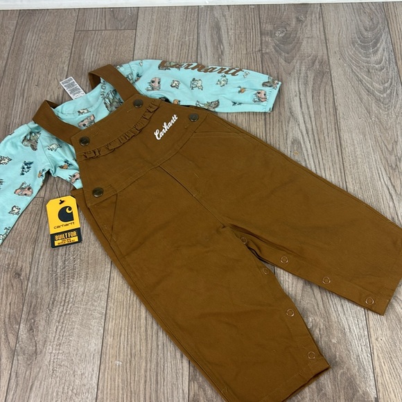 NWT Carhartt baby girls ruffle overall onesie set - Picture 7 of 12